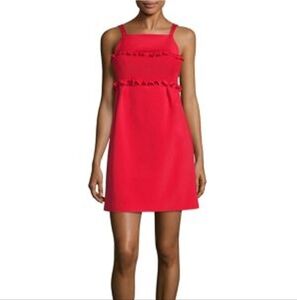 Tibi Smocked Faille Dress Size 0 In Elia Red